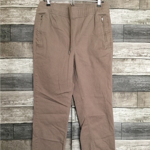 Eddie Bauer Chino Jogger Pants Women’s 4 Beige Tan Drawstring Zip Pockets - Picture 5 of 12